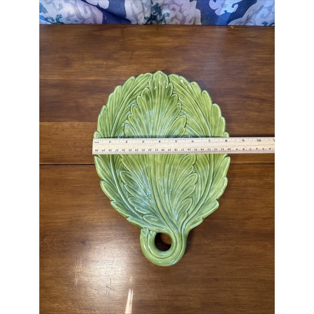 VINTAGE Ceramic ~HOLLAND MOLD Green LEAF CANDY DISH Hand Made. - Picture 11 of 12